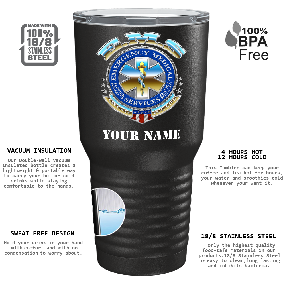 Personalized Emergency Medical Services on 30oz Black Paramedic Tumbler