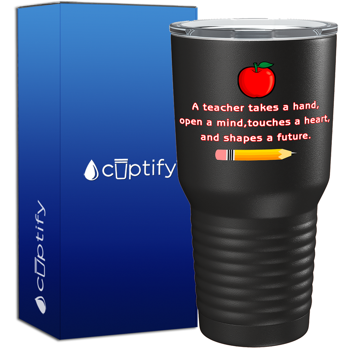 A Teacher Takes a Hand with Apple 30oz Teacher Tumbler