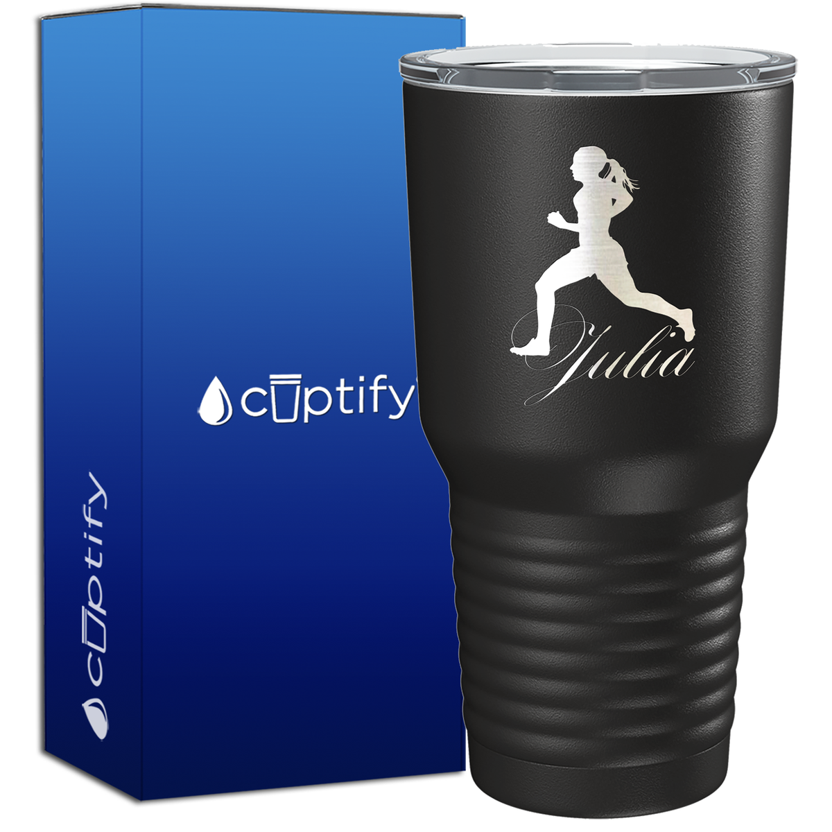 Personalized Running Women Silhouette 30oz Cross Country Tumbler