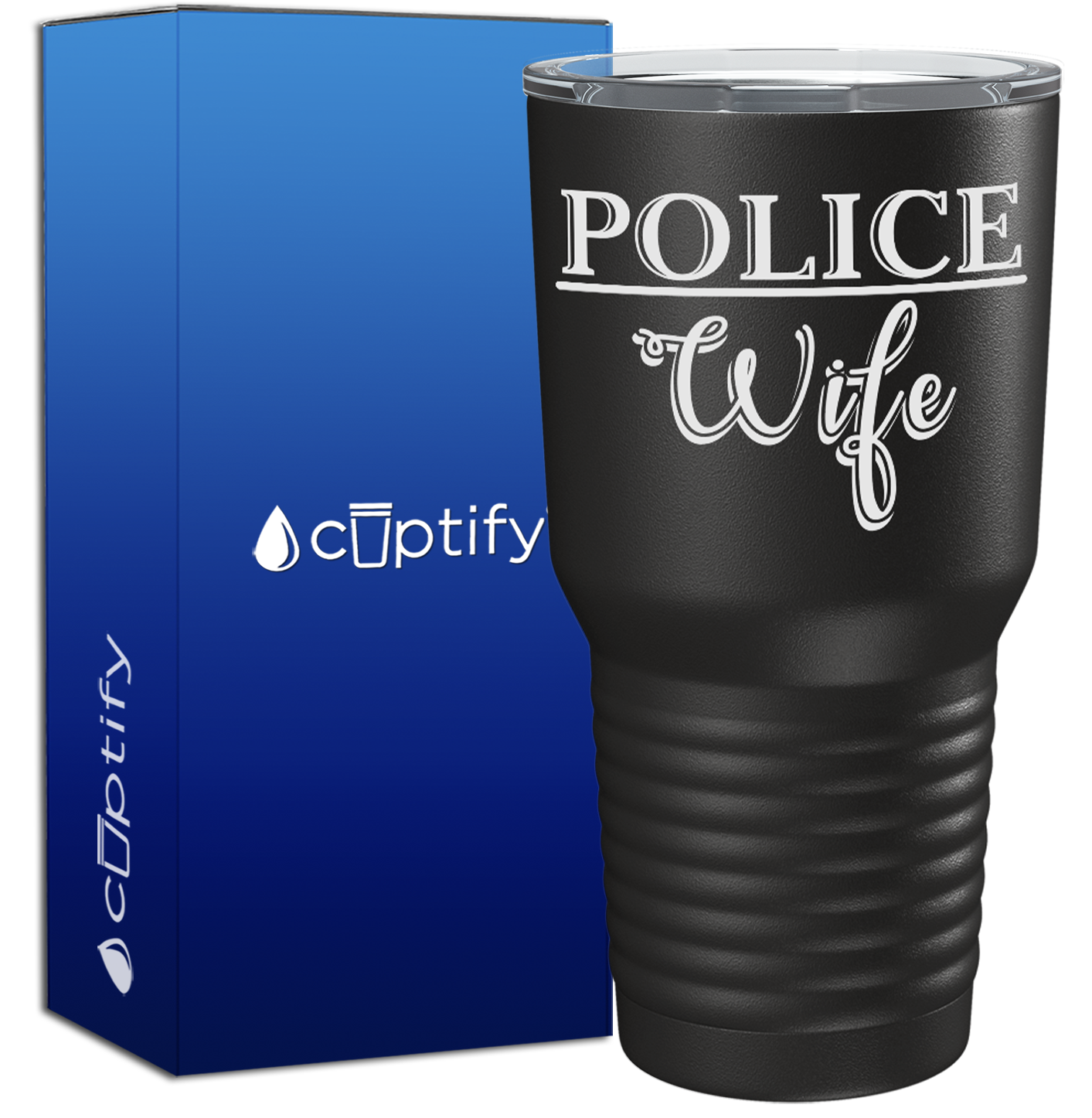 Police Wife on Black 30oz Police Tumbler