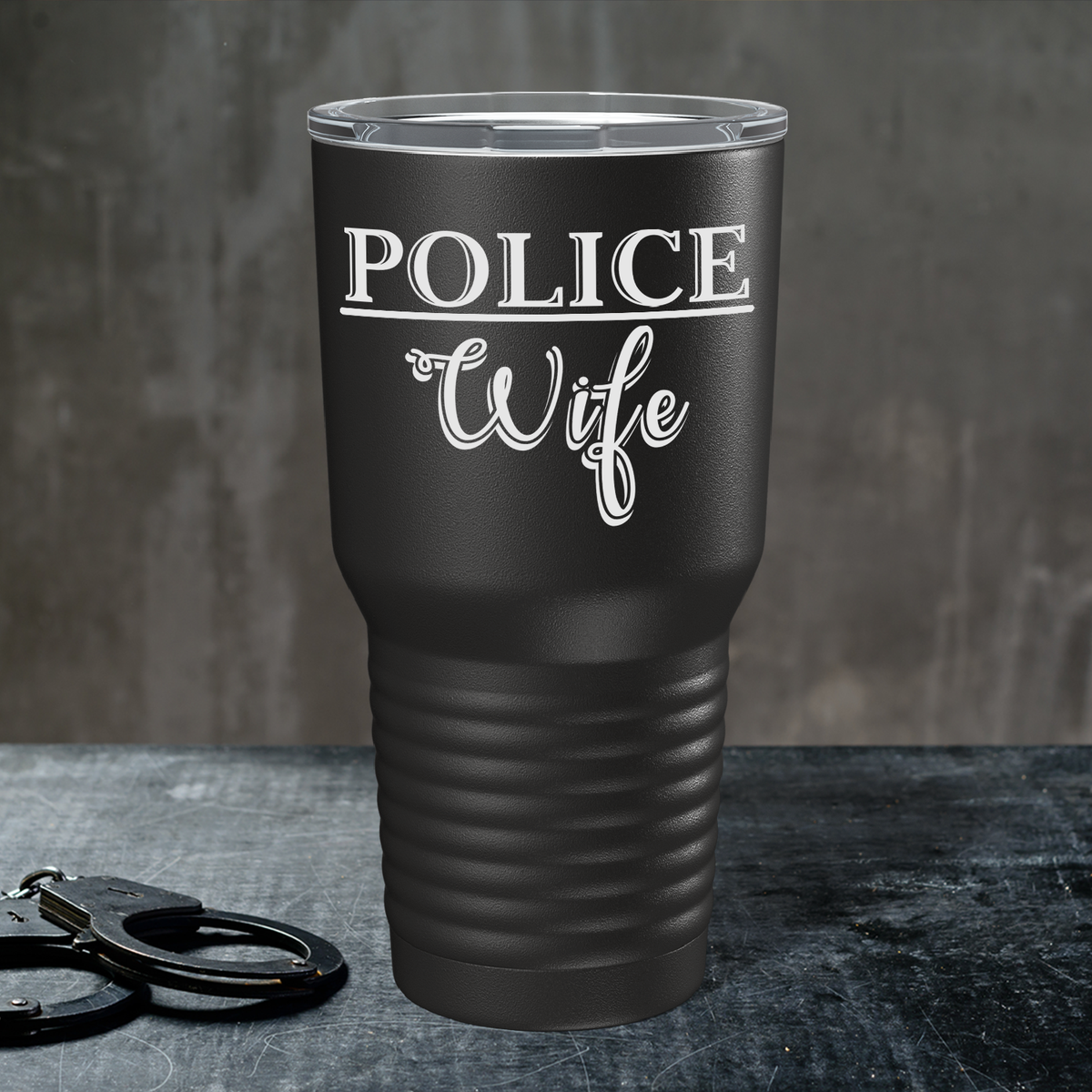 Police Wife on Black 30oz Police Tumbler