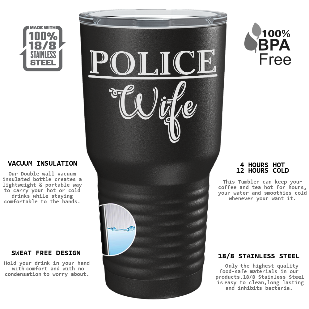 Police Wife on Black 30oz Police Tumbler