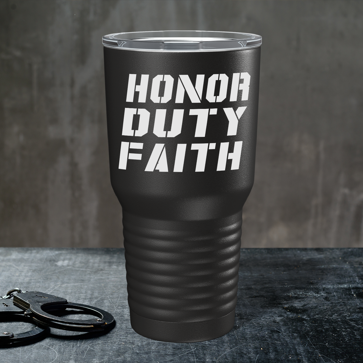 Honor Duty Faith on Black 30oz Police Tumbler
