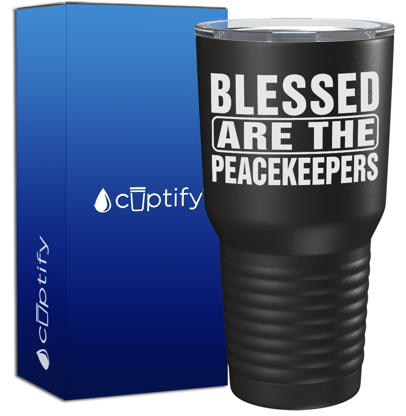 Blessed are the Peacekeepers on Black 30oz Police Tumbler