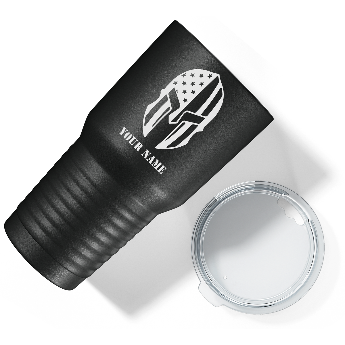 Personalized Police Spartan Helmet on Black 30oz Police Tumbler