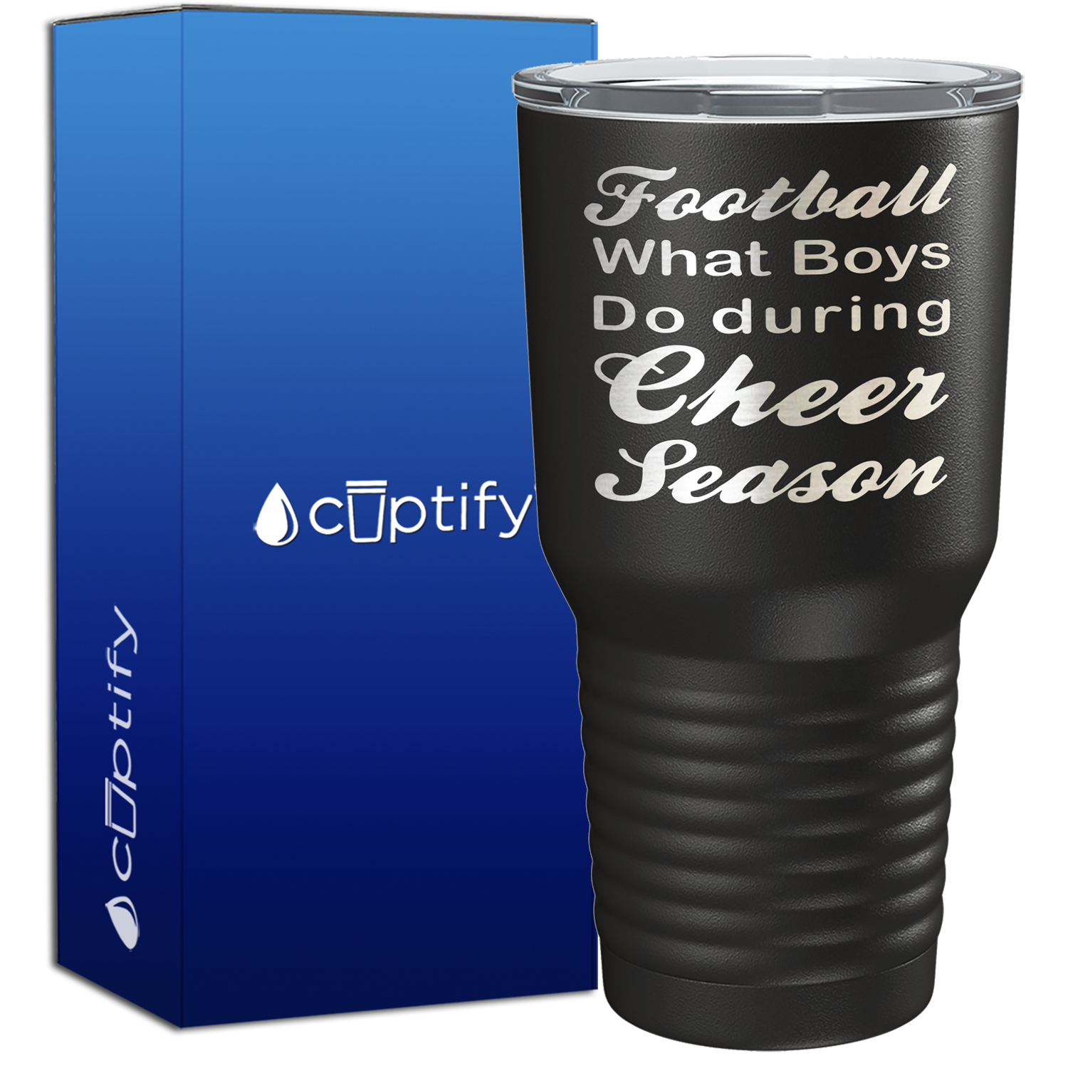 Football What Boys Do During Cheer Season 30oz Cheer Tumbler