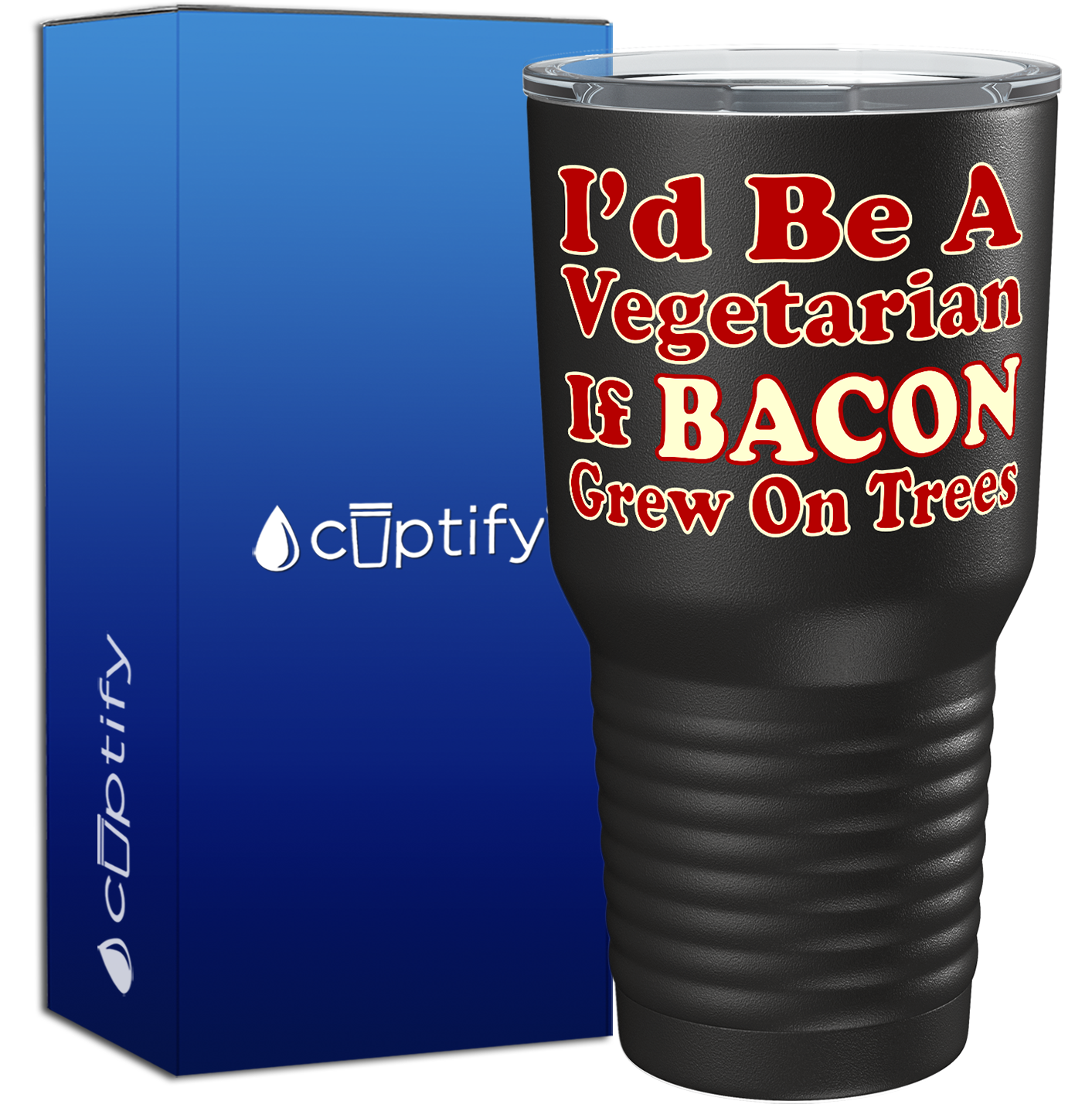 I'd Be a Vegetarian if Bacon Grew on Black 30oz Bacon Tumbler