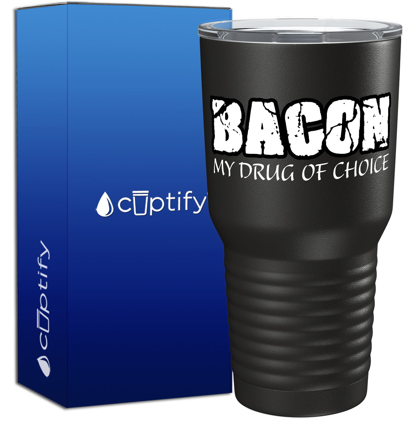 Bacon My Drug of Choice on Black 30oz Bacon Tumbler