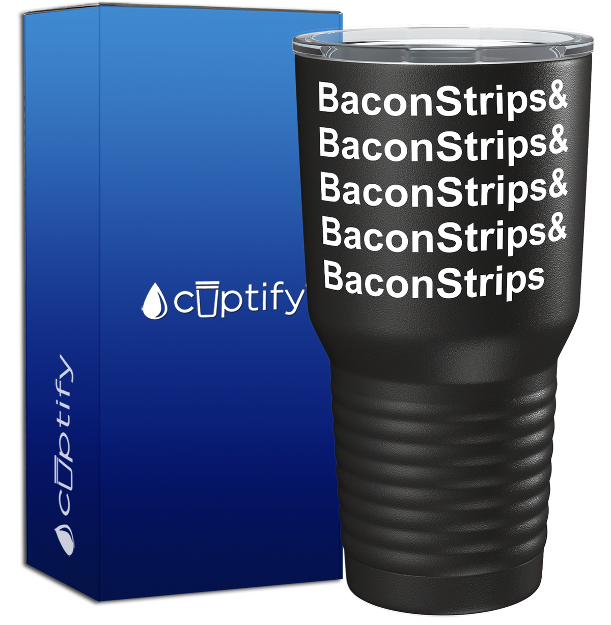 Bacon Stripes on Black 30oz Bacon Tumbler