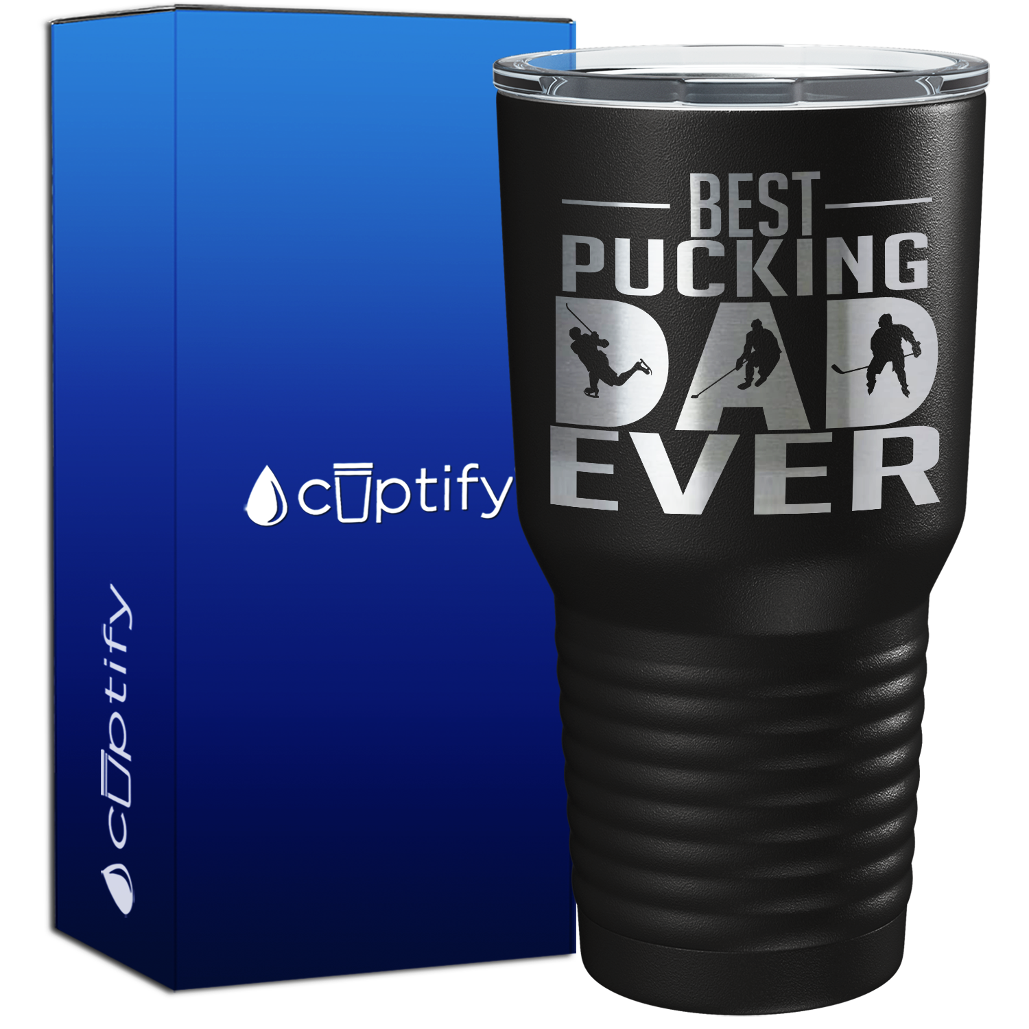 Best Pucking Dad Ever Player Silhouette 30oz Hockey Tumbler