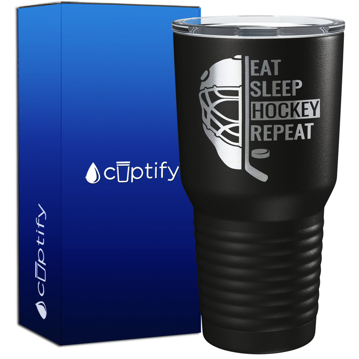 Eat. Sleep. Hockey. Repeat. Helmet 30oz Hockey Tumbler