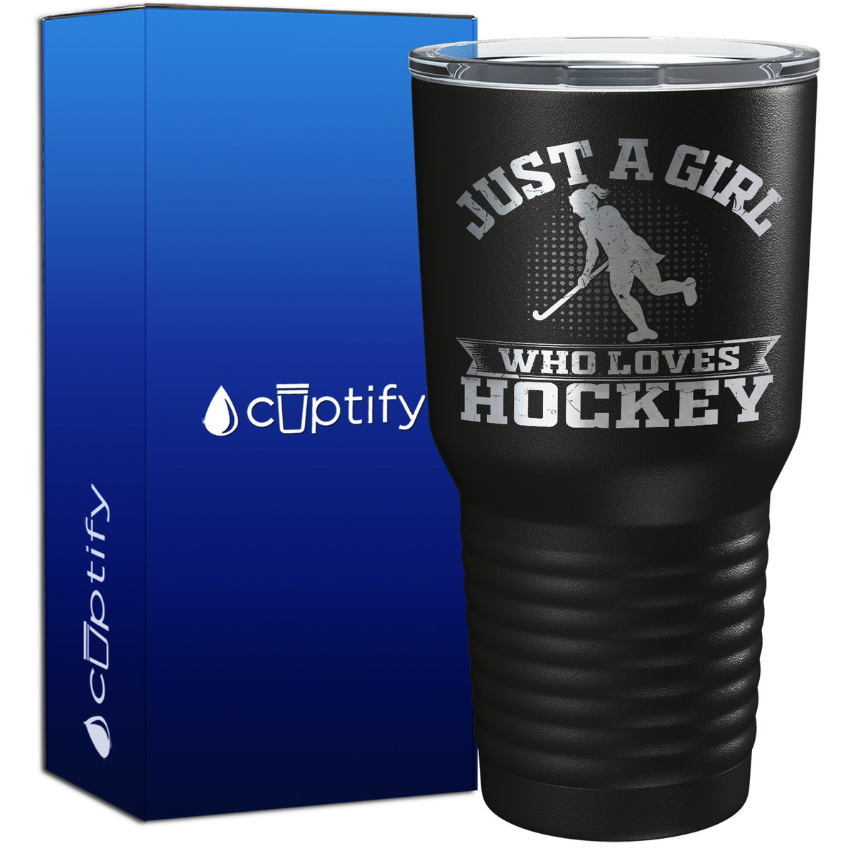 Just a Girl Who Loves Hockey Player Silhouette 30oz Hockey Tumbler