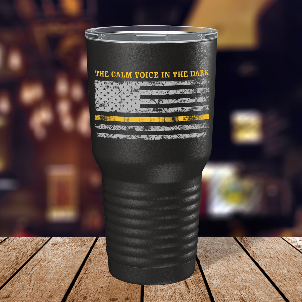 The Calm Voice in the Dark Dispatcher on Black 30oz Dispatcher Tumbler