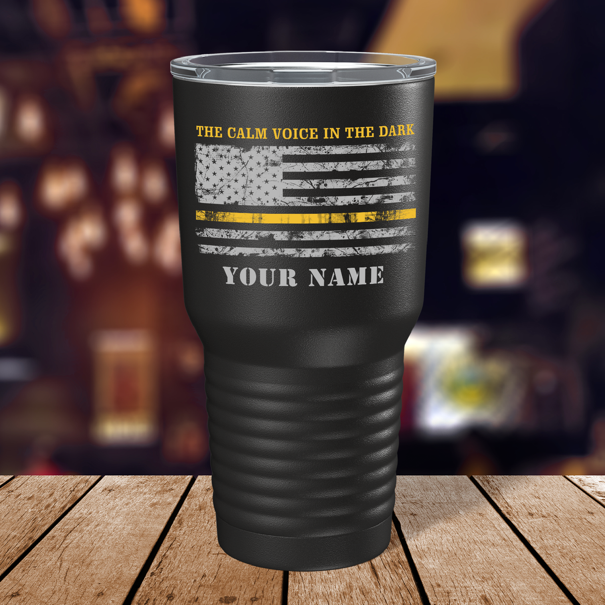Personalized The Calm Voice in the Dark Dispatcher on Black 30oz Dispatcher Tumbler