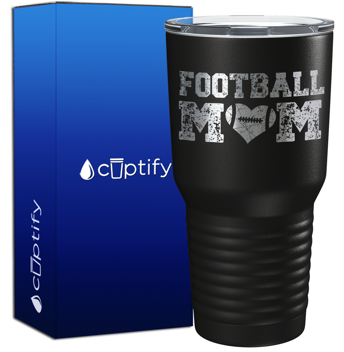 Football Mom Distressed 30oz Football Tumbler