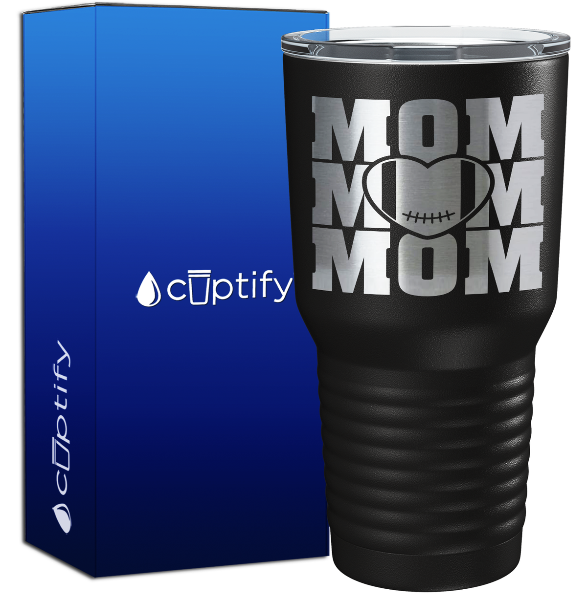 Mom Mom Mom Football 30oz Football Tumbler