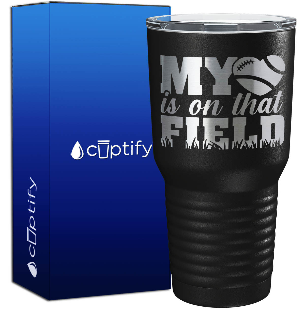 My Heart is on That Field Football 30oz Football Tumbler