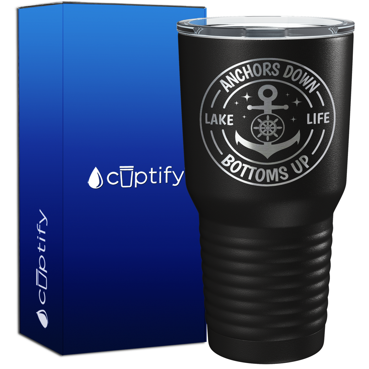 Anchors Down Bottoms Up Circle 30oz Anchor Tumbler