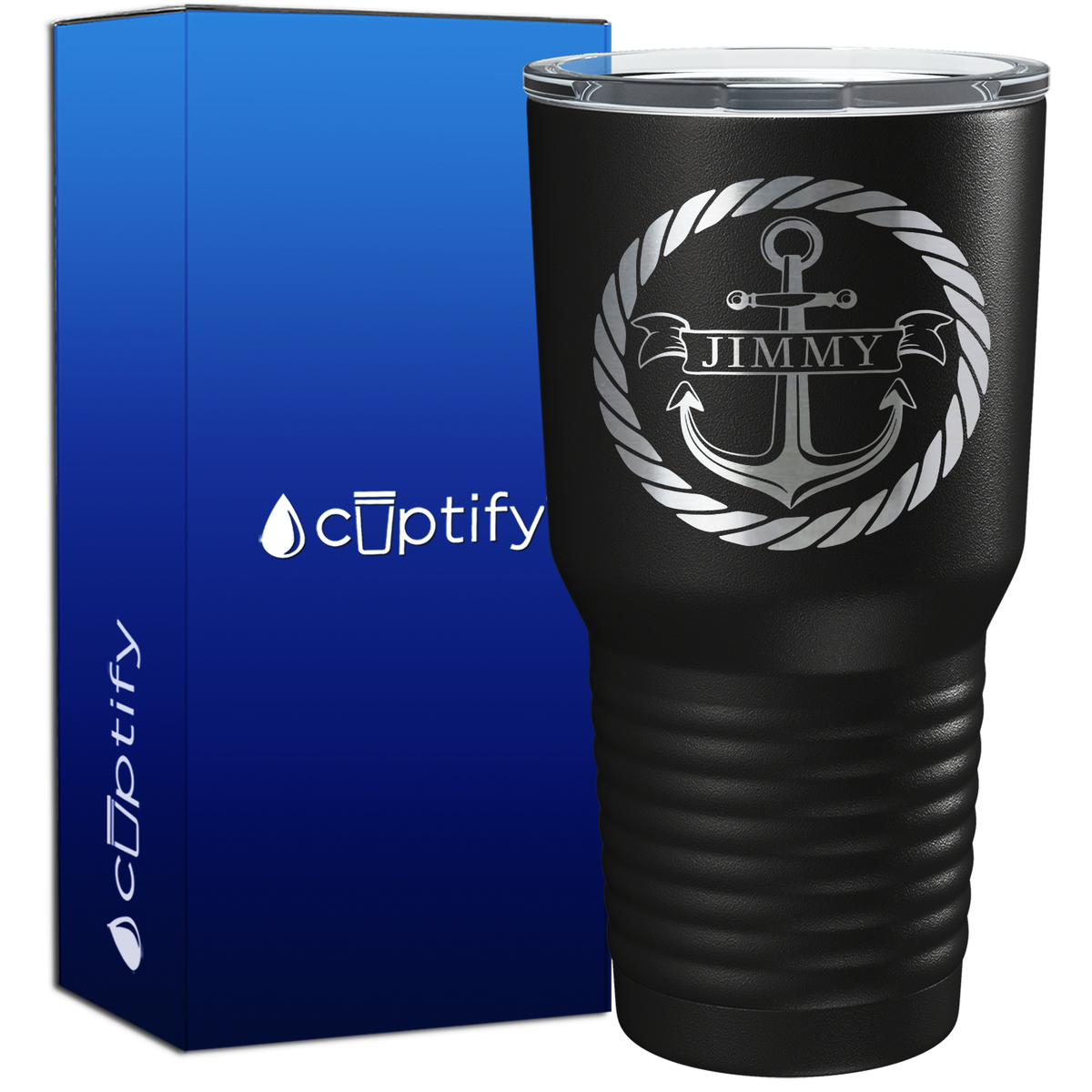 Personalized Anchor in Rope Circle 30oz Anchor Tumbler