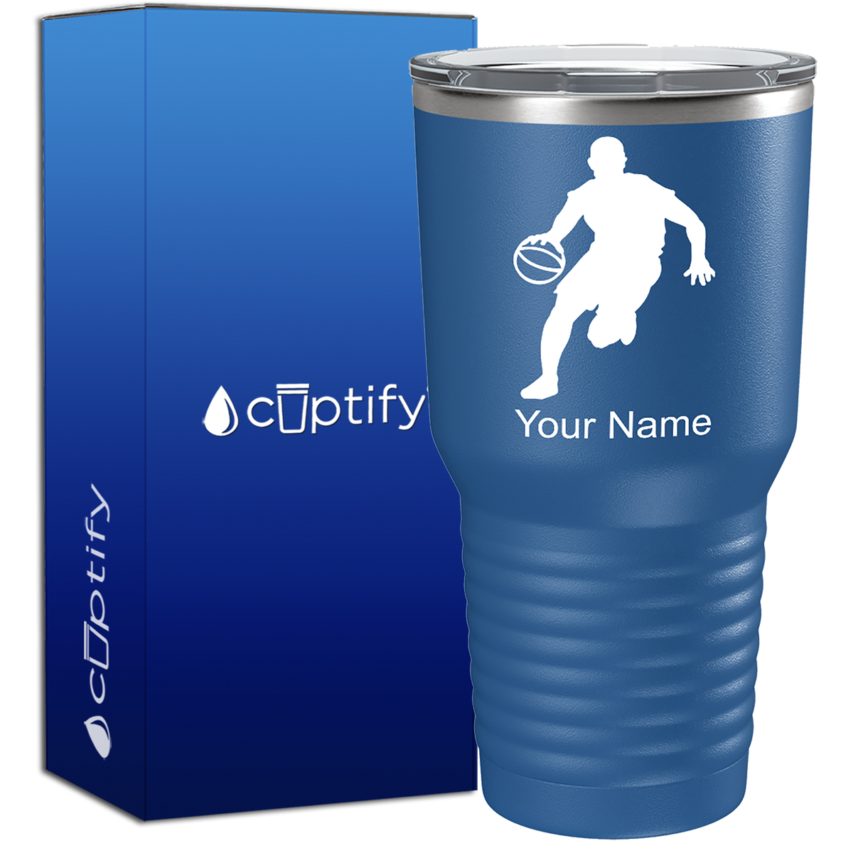 Personalized Basketball Player Silhouette on 30oz Tumbler