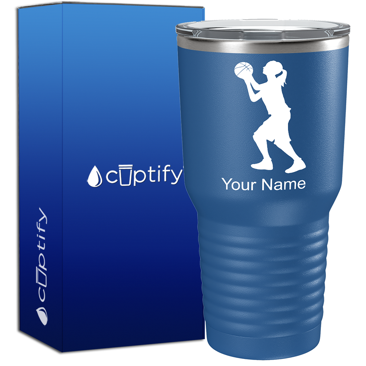 Personalized Girl Shooting Basketball on 30oz Tumbler