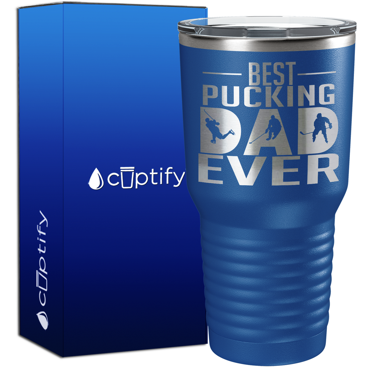 Best Pucking Dad Ever Player Silhouette 30oz Hockey Tumbler