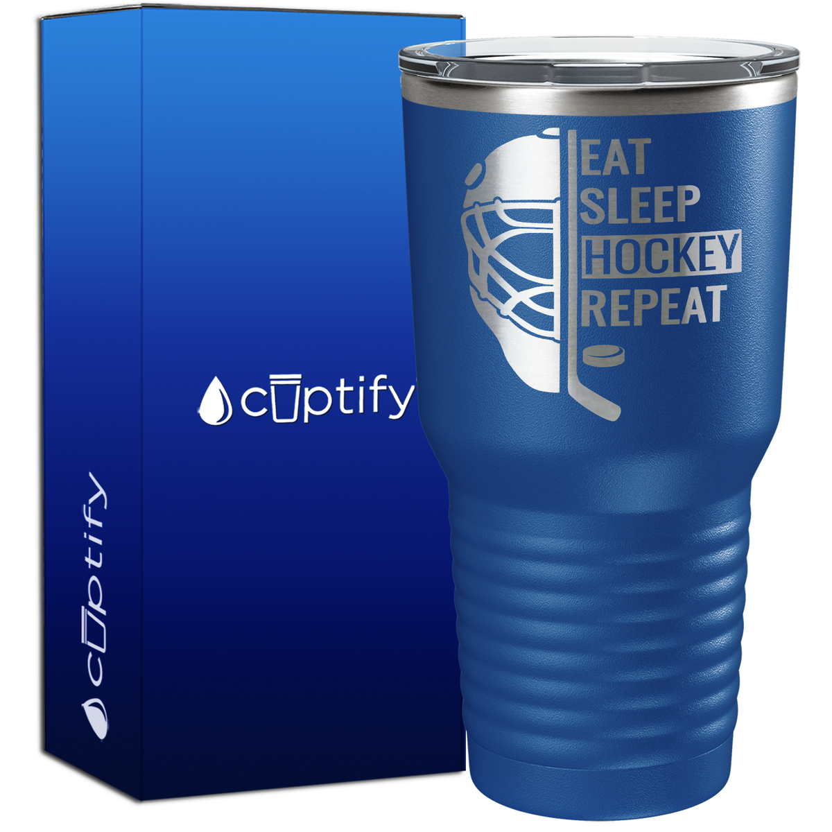 Eat. Sleep. Hockey. Repeat. Helmet 30oz Hockey Tumbler