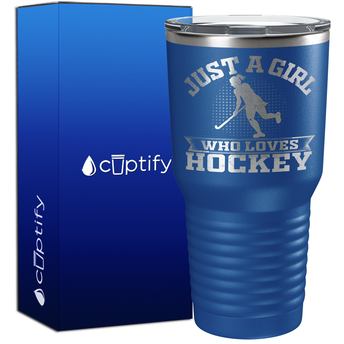 Just a Girl Who Loves Hockey Player Silhouette 30oz Hockey Tumbler