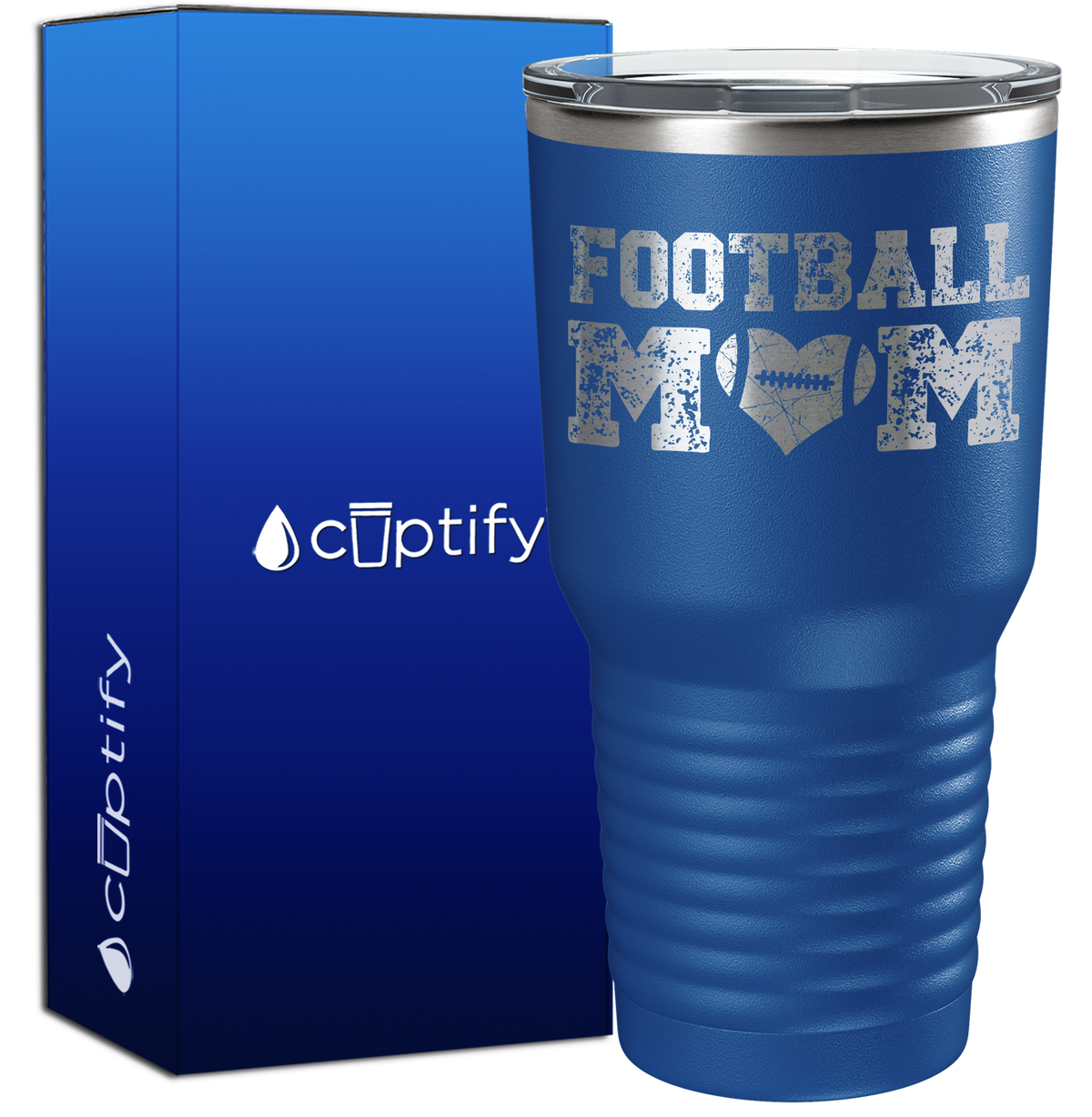 Football Mom Distressed 30oz Football Tumbler