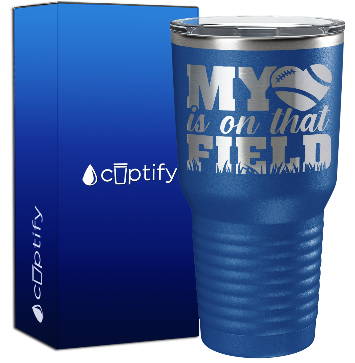 My Heart is on That Field Football 30oz Football Tumbler