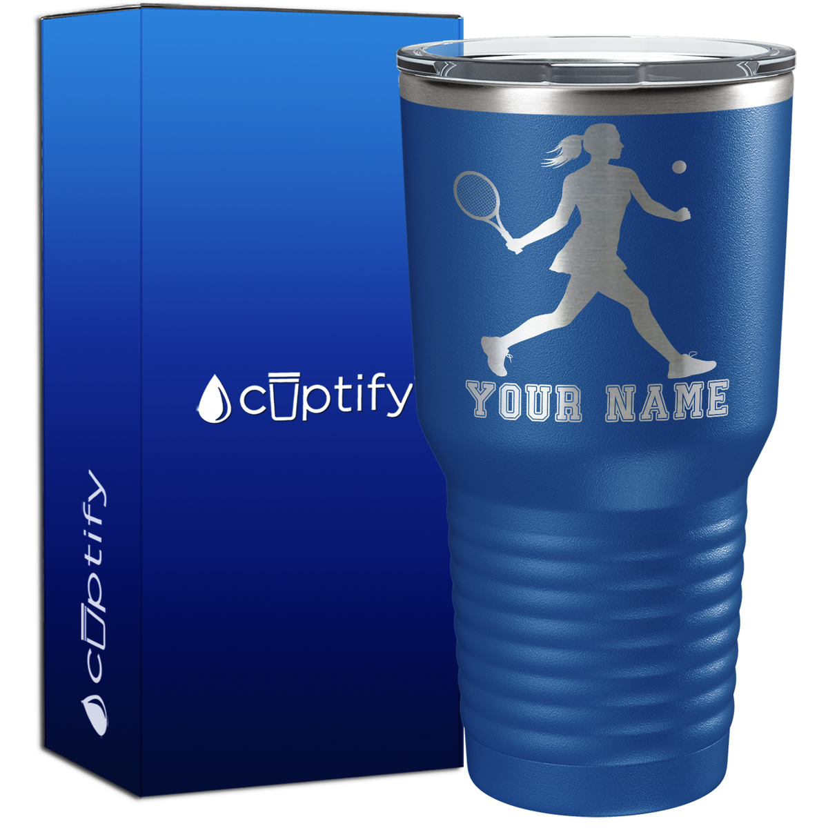 Personalized Female Tennis Player Silhouette 30oz Tennis Tumbler