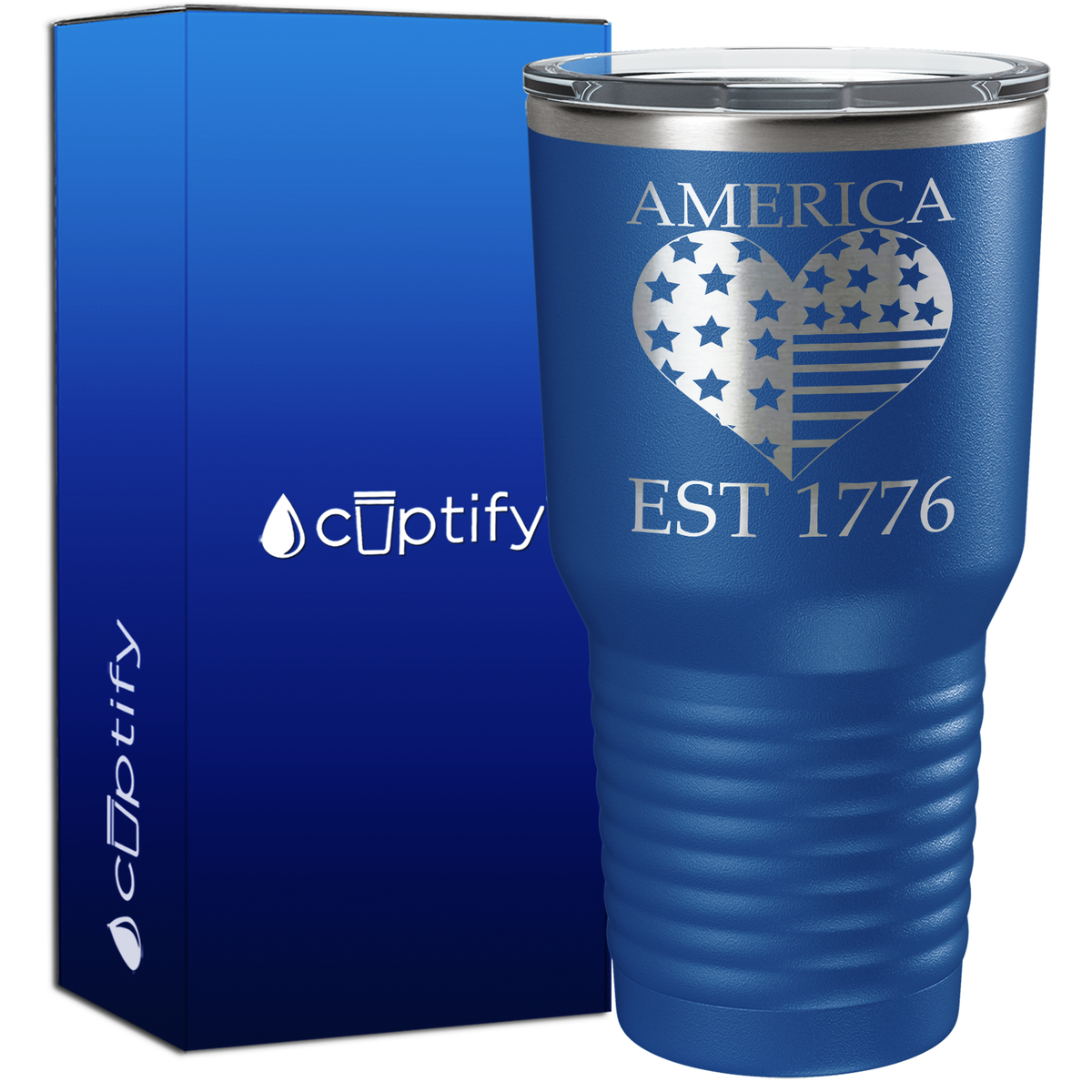 America Est 1776 Heart 30oz 4th of July Tumbler