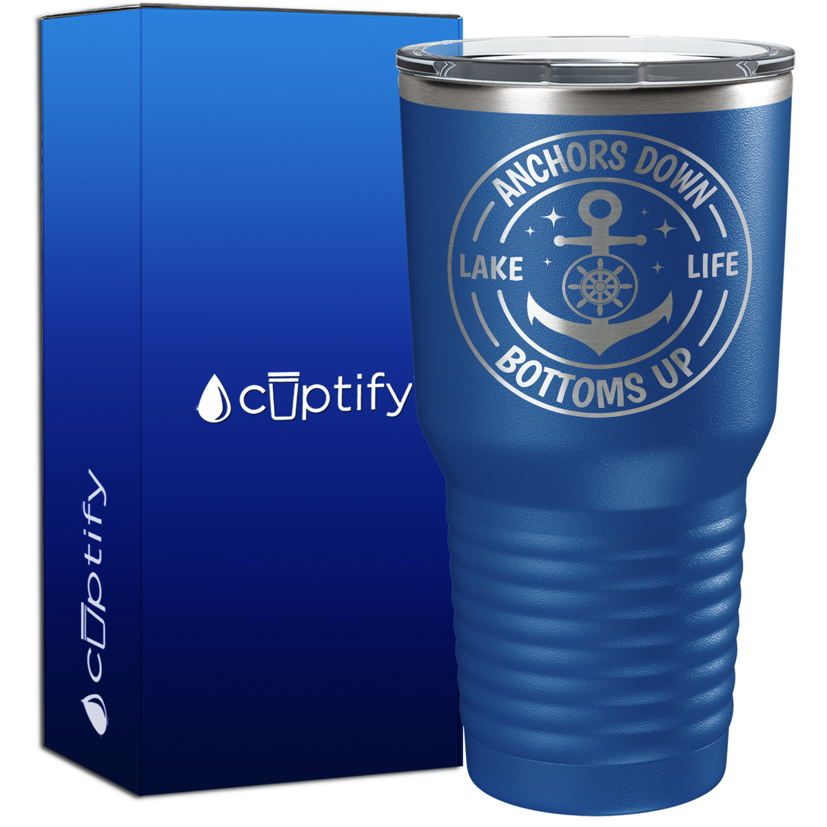Anchors Down Bottoms Up Circle 30oz Anchor Tumbler