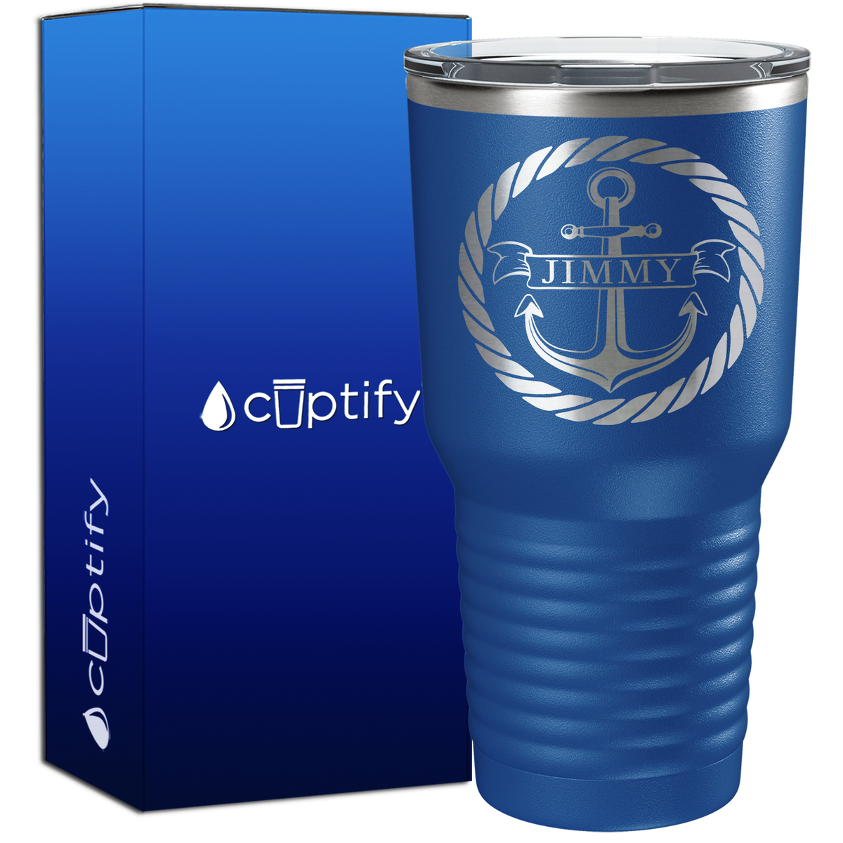 Personalized Anchor in Rope Circle 30oz Anchor Tumbler