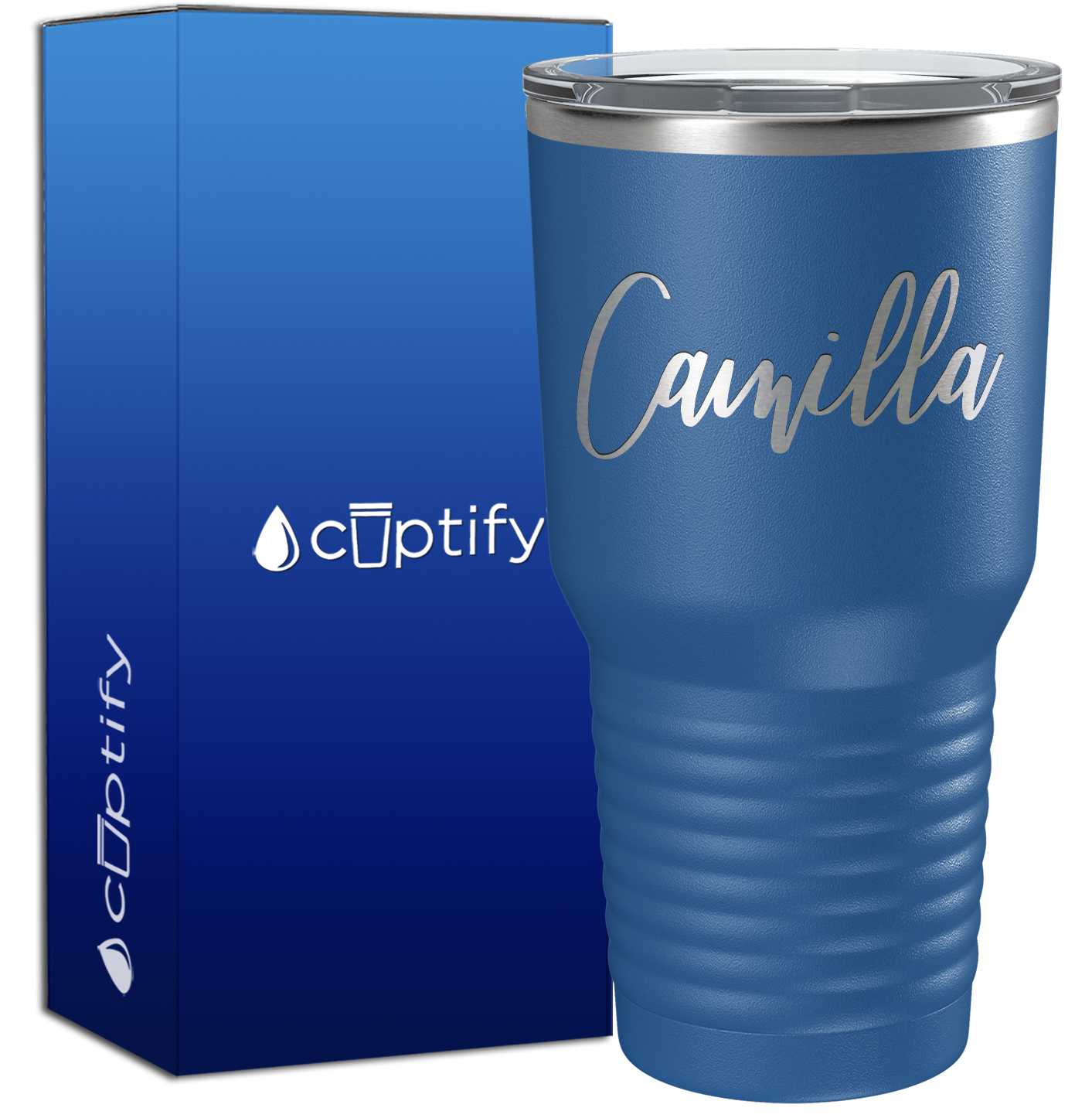 Personalized Blue 30oz Engraved Tumbler