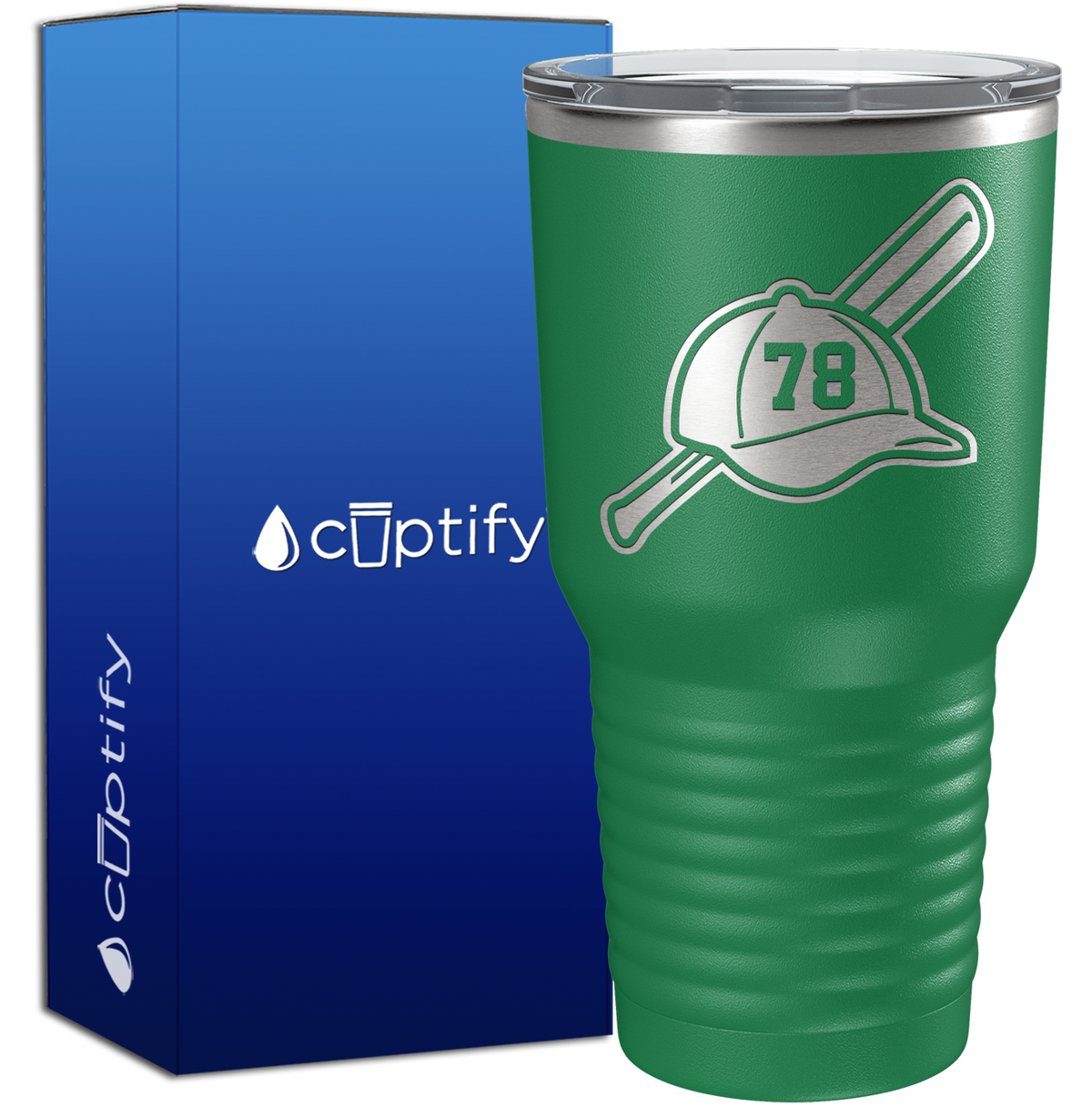 Baseball Bat and Hat with Personalized Number 30oz Baseball Tumbler