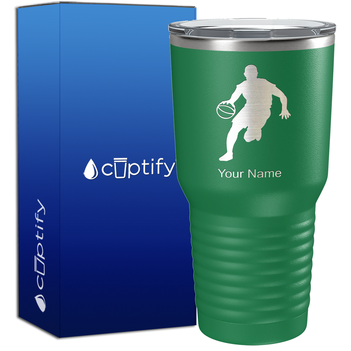 Personalized Basketball Player Silhouette on 30oz Tumbler