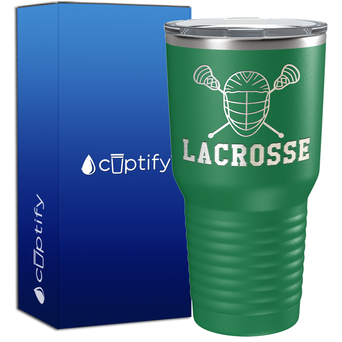 Lacrosse Mask and Sticks 30oz Lacrosse Tumbler