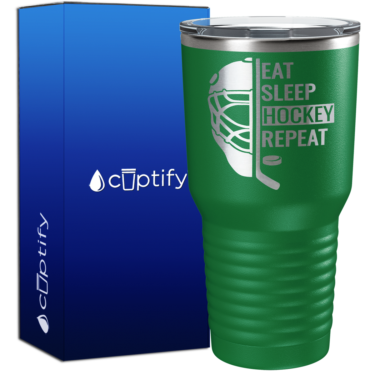 Eat. Sleep. Hockey. Repeat. Helmet 30oz Hockey Tumbler