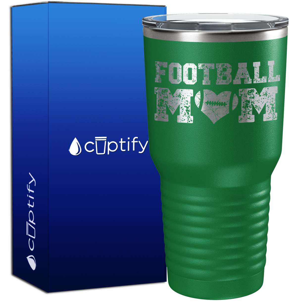 Football Mom Distressed 30oz Football Tumbler
