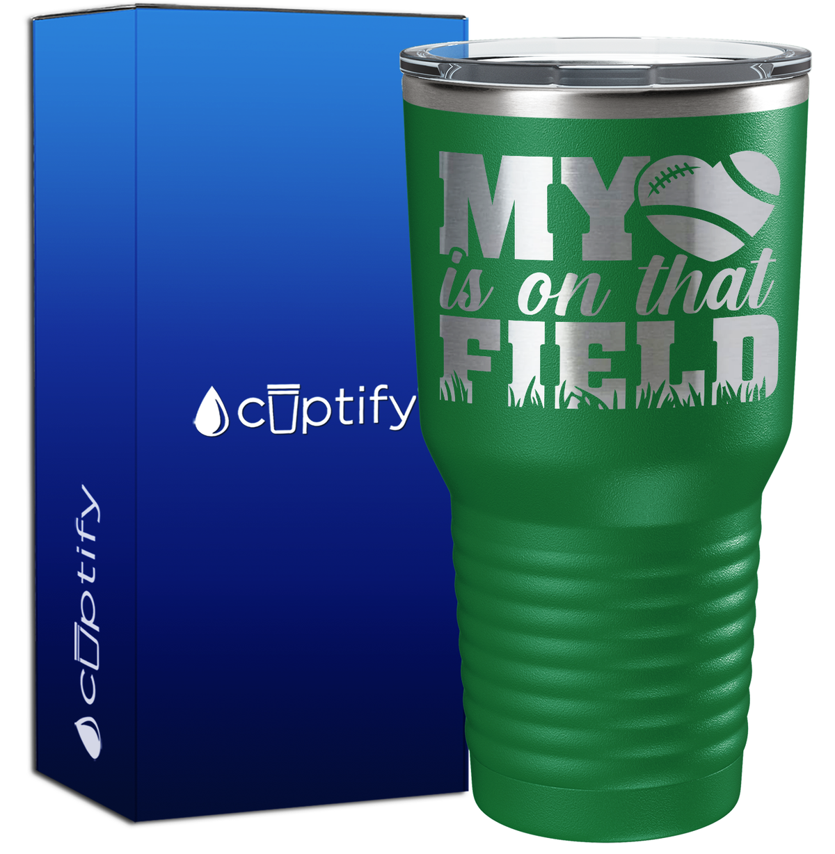 My Heart is on That Field Football 30oz Football Tumbler