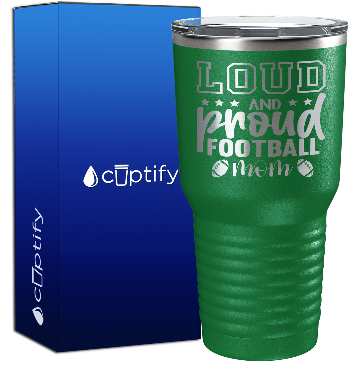 Loud and Proud Football Mom 30oz Football Tumbler