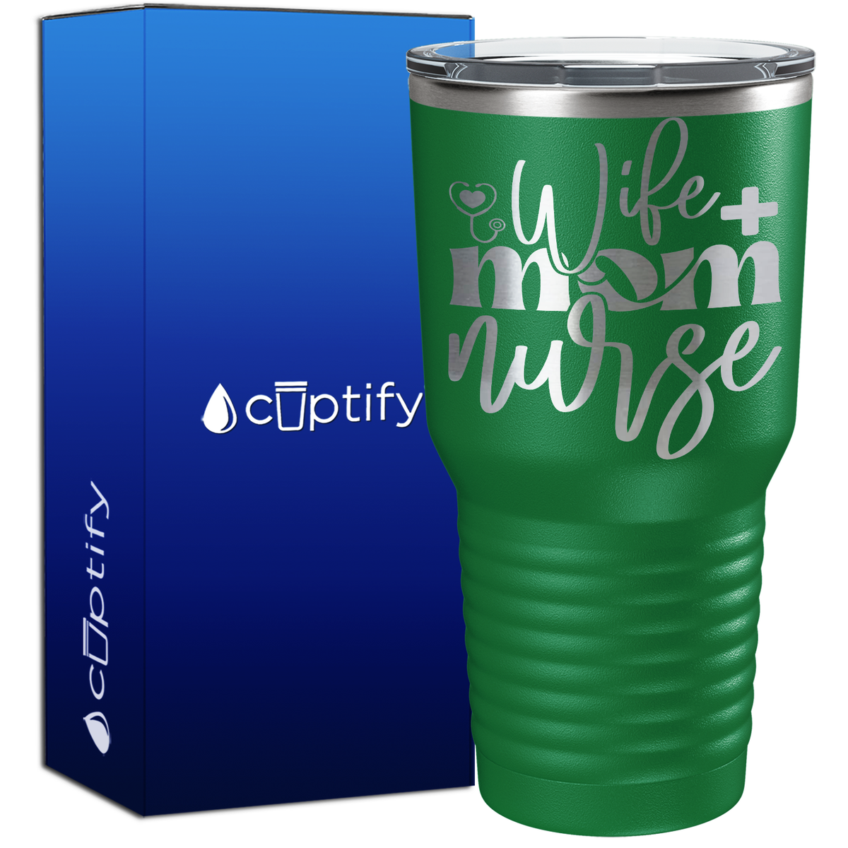 Wife Mom Nurse Heart Stethoscope 30oz Nurse Tumbler