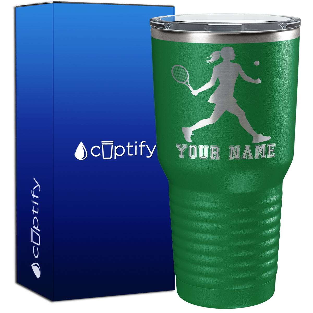Personalized Female Tennis Player Silhouette 30oz Tennis Tumbler
