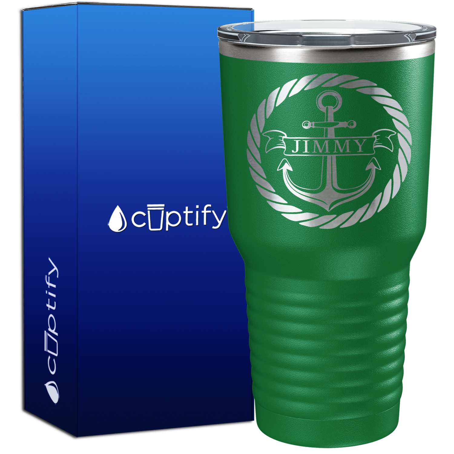 Personalized Anchor in Rope Circle 30oz Anchor Tumbler