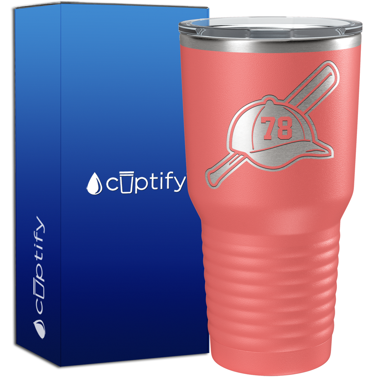 Baseball Bat and Hat with Personalized Number 30oz Baseball Tumbler