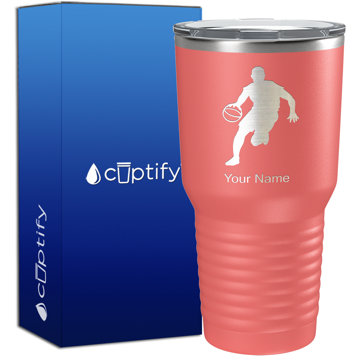 Personalized Basketball Player Silhouette on 30oz Tumbler