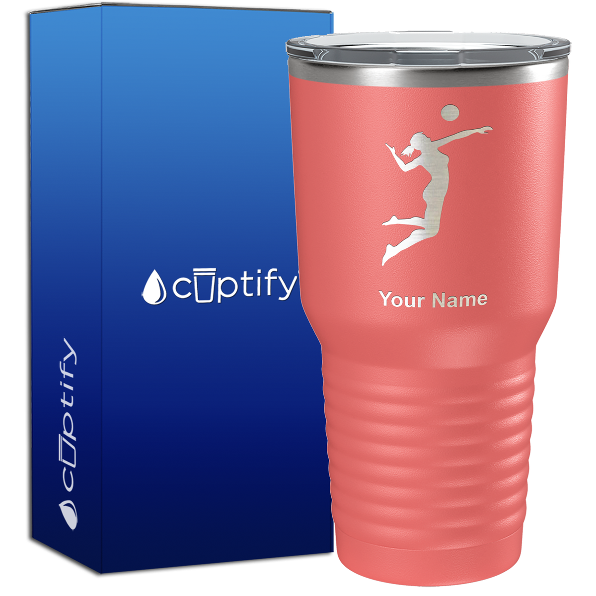 Personalized Volleyball Player Silhouette 30oz Stainless Steel Tumbler