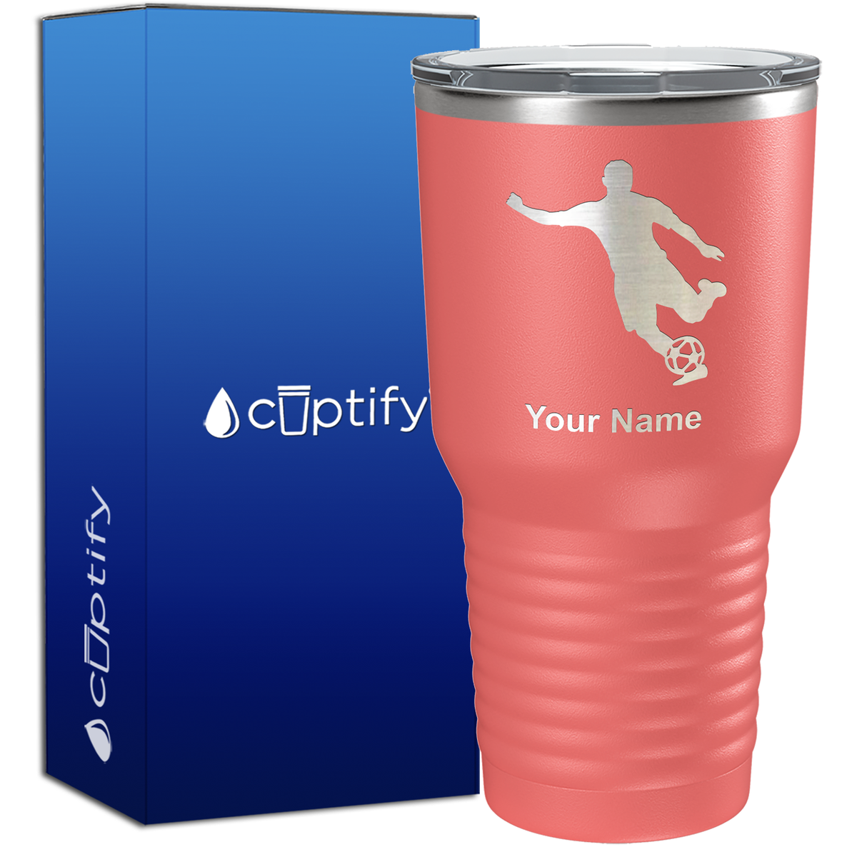 Personalized Soccer Player Silhouette 30oz Soccer Tumbler