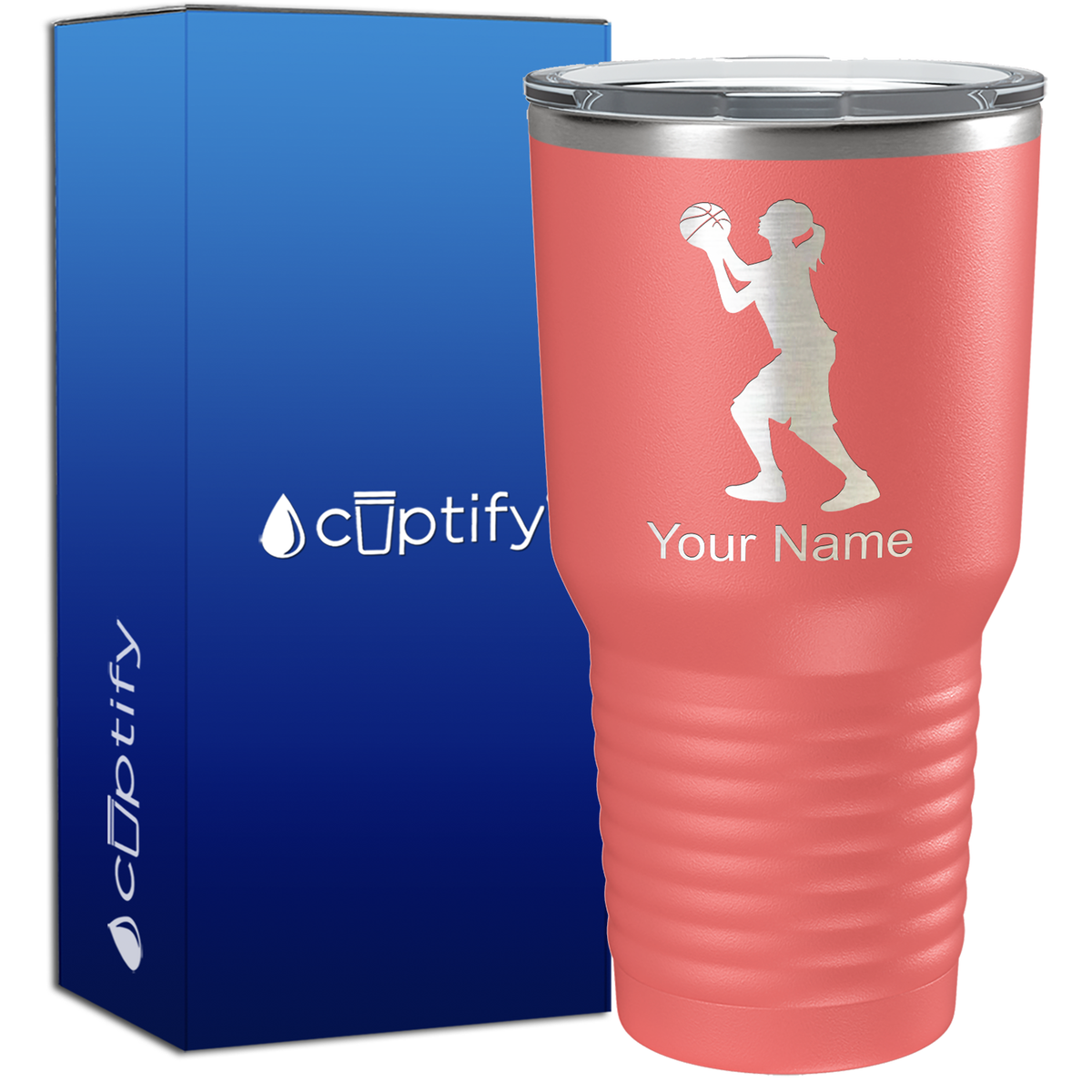 Personalized Girl Shooting Basketball on 30oz Tumbler